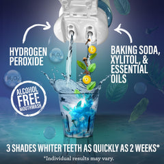 GuruNanda Shine Bright mouthwash pour shows even distribution for lasting freshness.