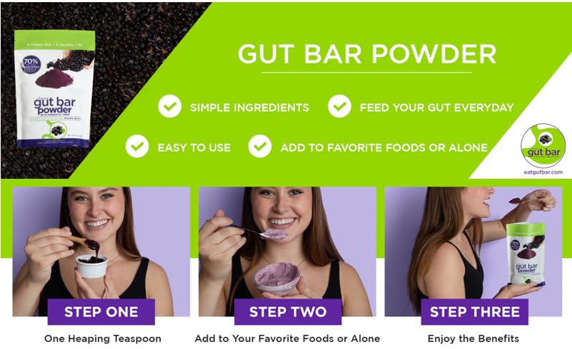 GUT BAR Aronia powder close-up with fresh berries