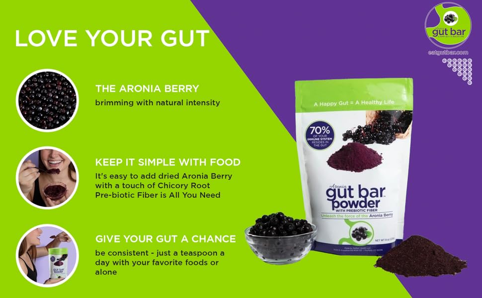 GUT BAR Aronia powder in smoothie glass with berry notes