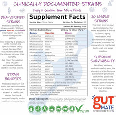 Gut Mate Probiotics brand label close-up.