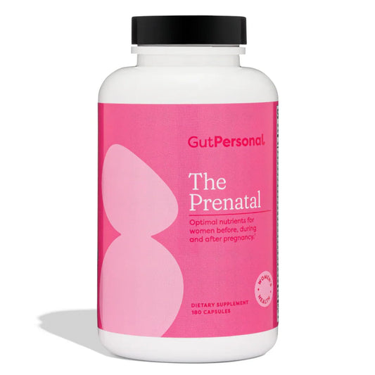 GutPersonal The Prenatal bottle pours capsules for a simple morning routine.