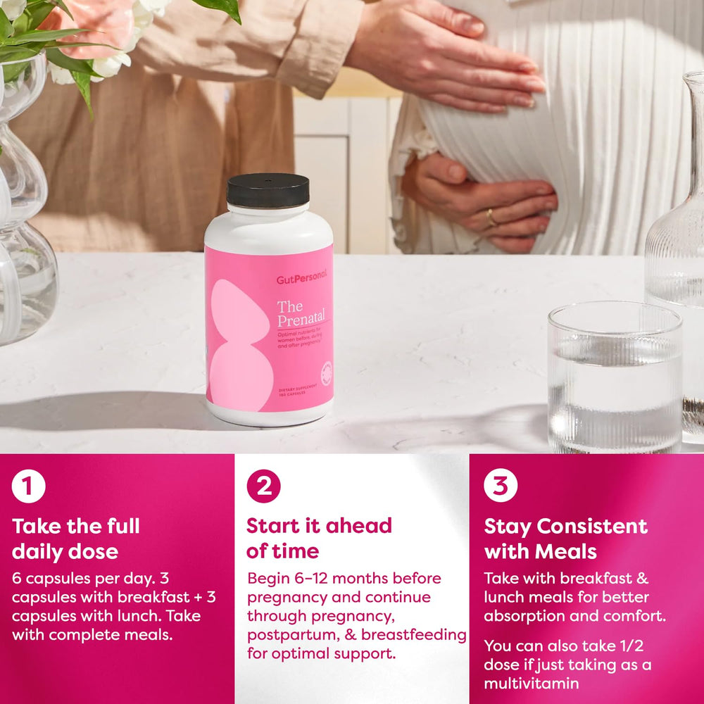 GutPersonal The Prenatal packaging on the counter communicates premium quality.
