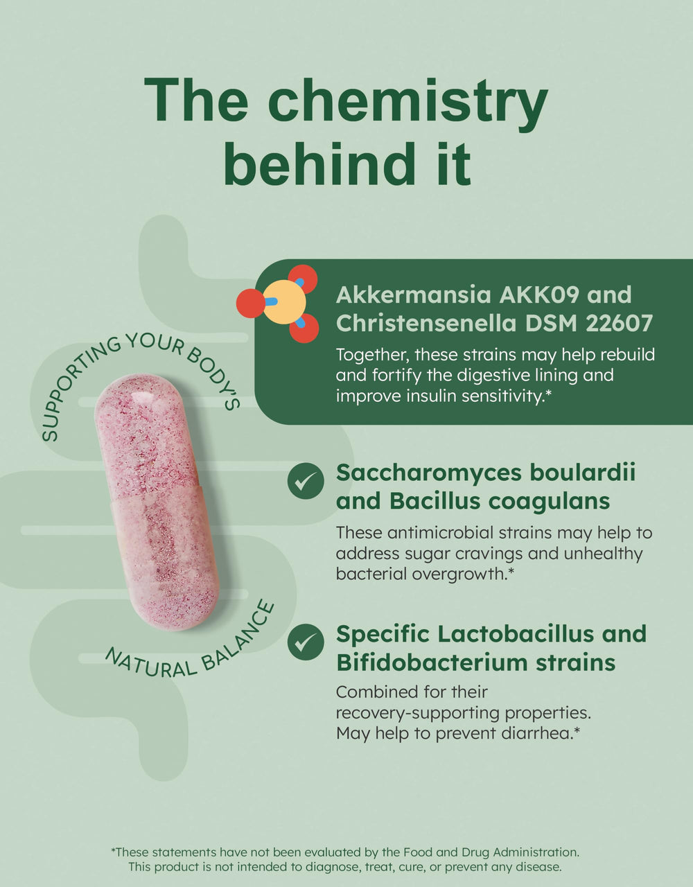 GutRx Balance packaging graphics illustrate Akkermansia muciniphila and Christensenella minuta
