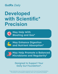 GutRx label closeup featuring Bifidobacterium Longum and strains