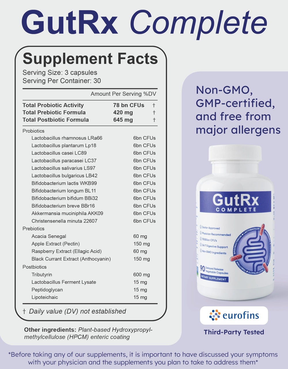 GutRx Complete packaging on a shelf suggesting a comprehensive microbiome support routine.