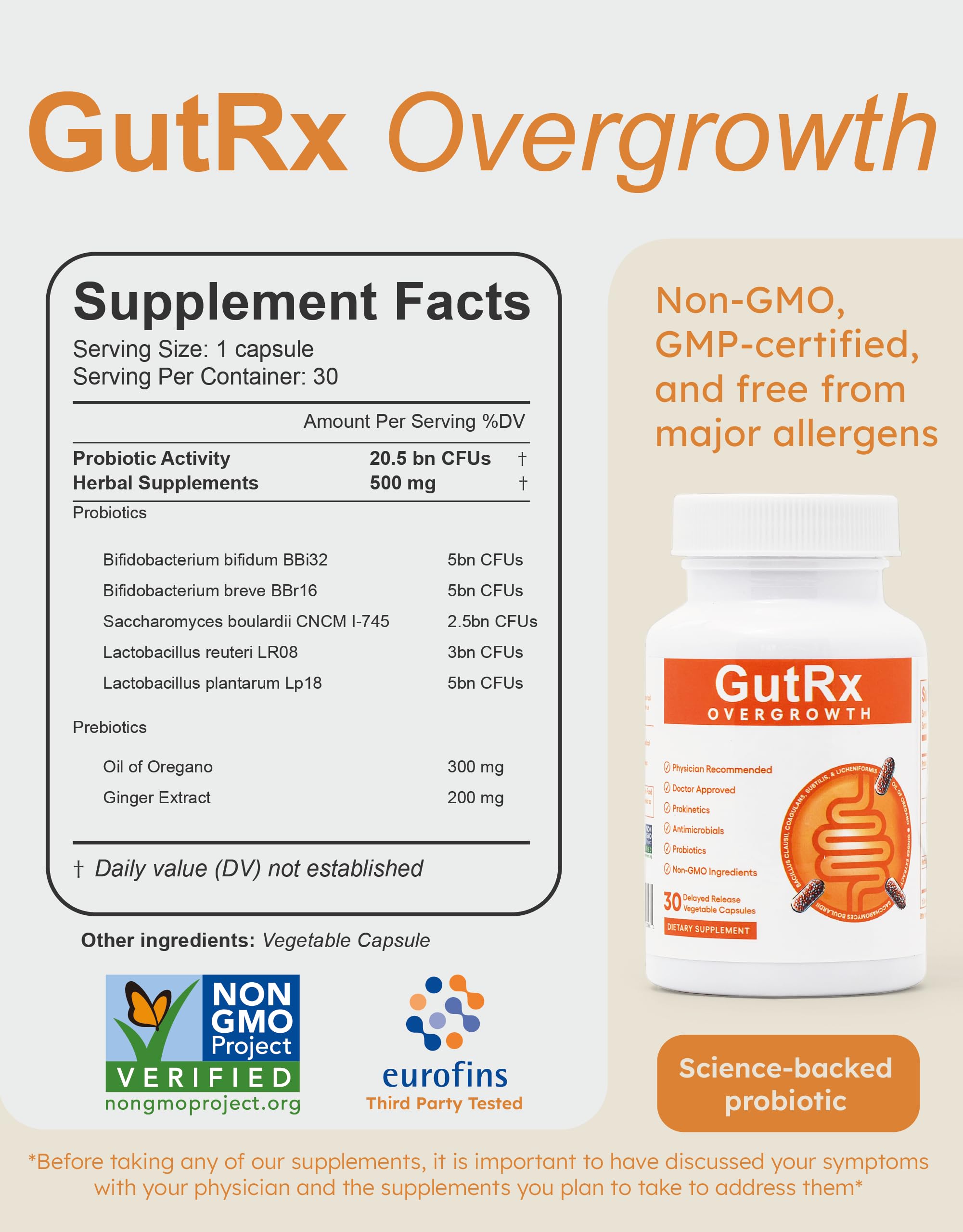 GutRx Overgrowth on kitchen counter suggesting convenient daily routine.