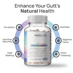 GuttButt capsules in hand highlight convenient vegan fiber for smoother digestion