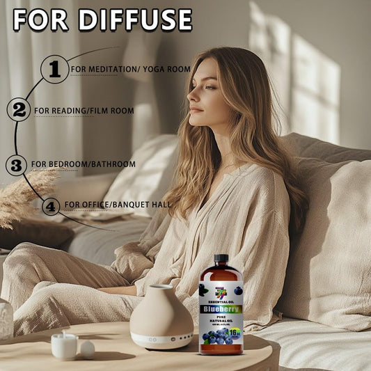 GV77ZF Blueberry Essential Oil in a diffuser setup creating a calming atmosphere