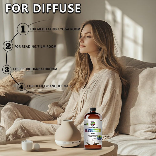 GV77ZF Coconut Essential Oil in diffuser setup for relaxing ambience