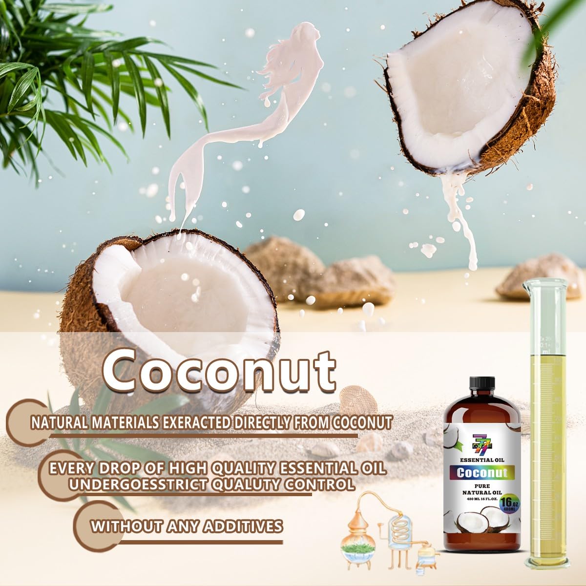 GV77ZF Coconut Essential Oil for yoga and meditation ambiance