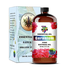 GV77ZF Geranium Essential Oil bottle 16 oz for aromatherapy and home fragrance.