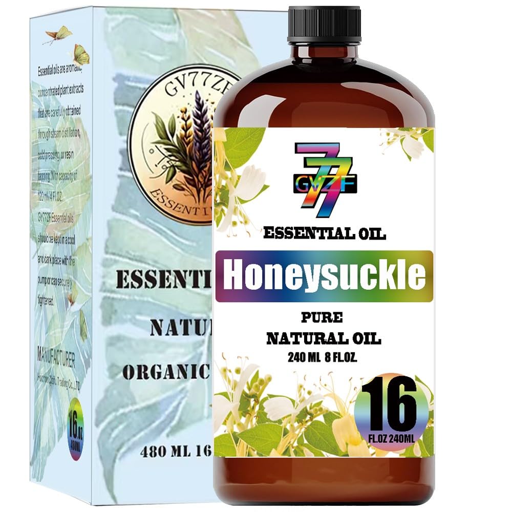 GV77ZF Honeysuckle Essential Oil in amber bottle preserves aroma for long-term use.