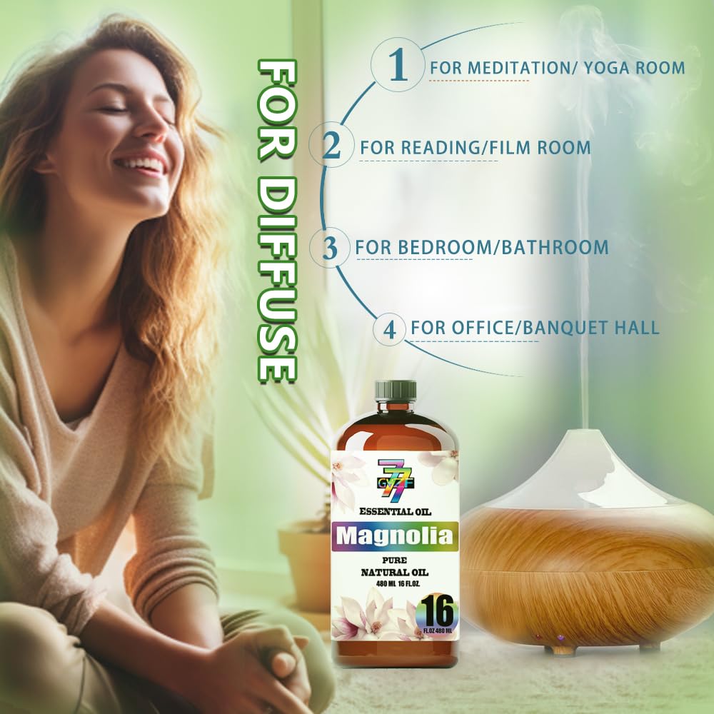 GV77ZF Magnolia oil in amber bottle enhances diffusion and ambience.