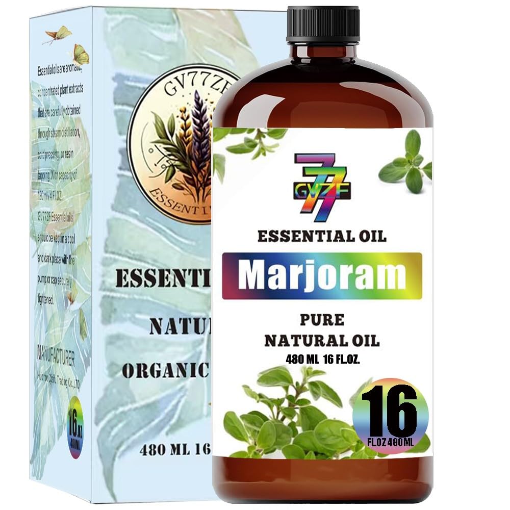 GV77ZF Marjoram Essential Oil 16 oz bottle with premium packaging for long-lasting aroma.