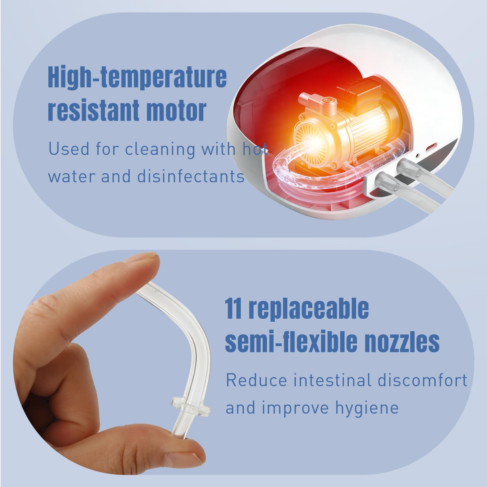 GVPIPYS slim nozzle with extended tubing for comfortable insertion and reach.
