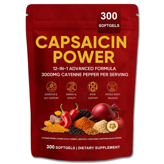 GXSAE Capsaicin Power capsules bottle close-up highlighting daily wellness support