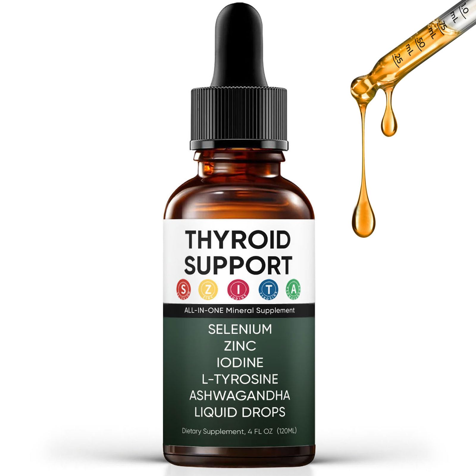 GXSAE Kindled Thyroid Drops bottle highlights berry flavor for daily energy support.