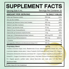 GXSAE Kindled Thyroid Drops label highlights essential minerals and natural adaptogen.