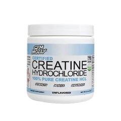 Gym Molly Creatine HCl powder front label, unflavored for versatile workouts