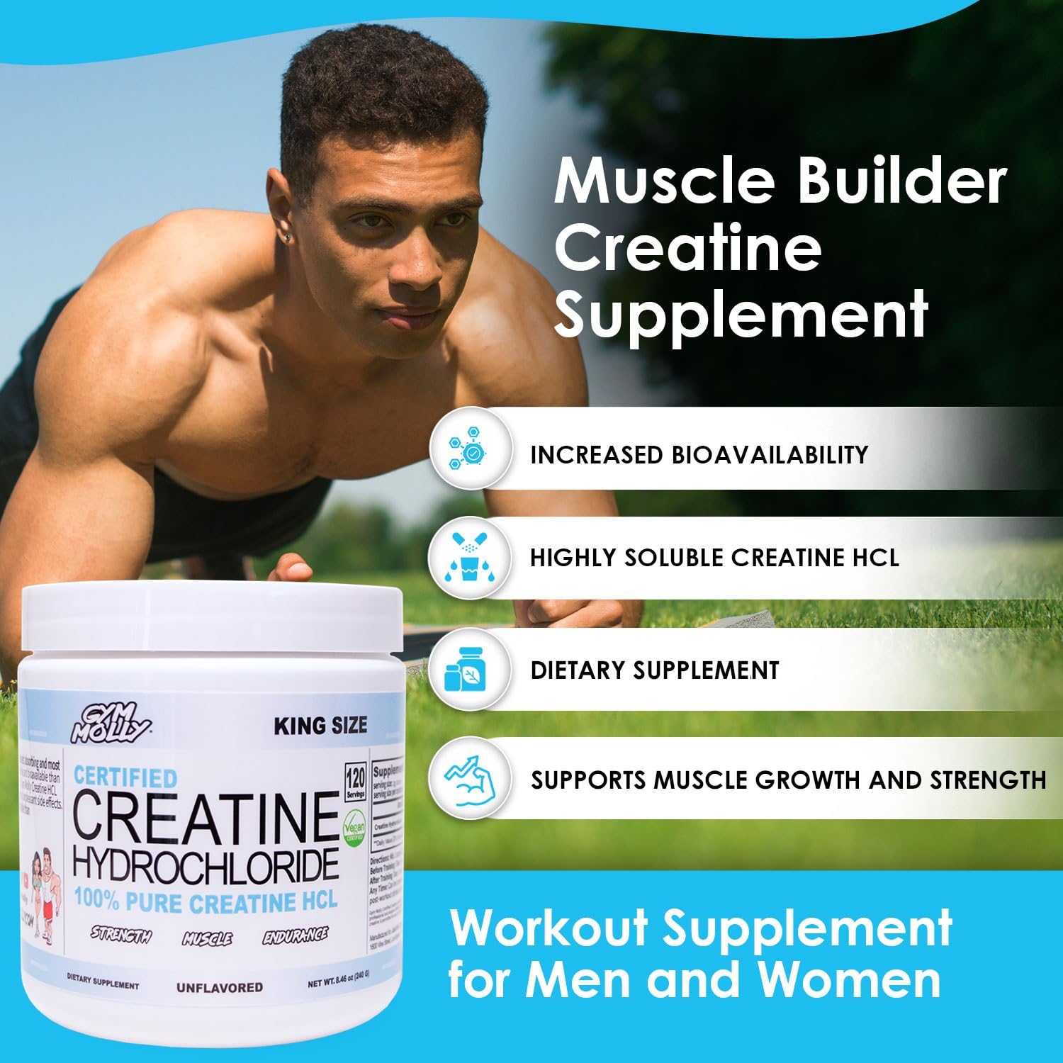 Gym Molly Creatine HCL mixed drink ready to sip during workout.