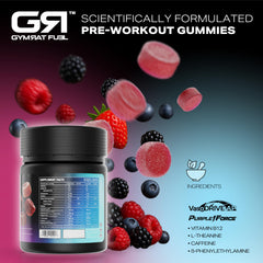 Gummies being poured to illustrate an easy pre-workout ritual