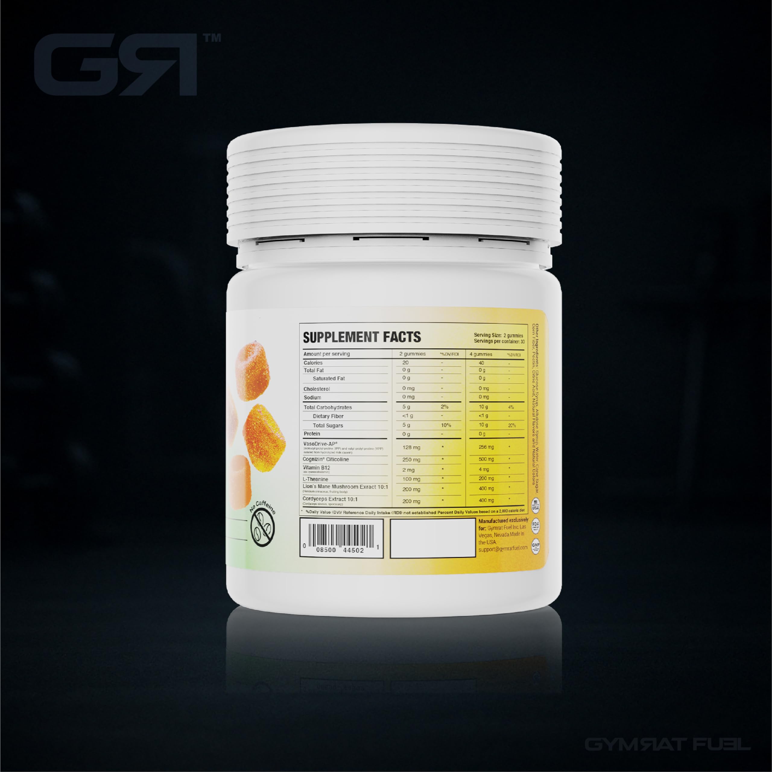 Gymrat Fuel gummies serving image showing easy, portable pre-workout energy on the go.