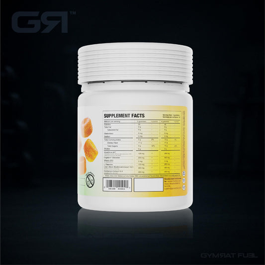 Gymrat Fuel gummies serving image showing easy, portable pre-workout energy on the go.