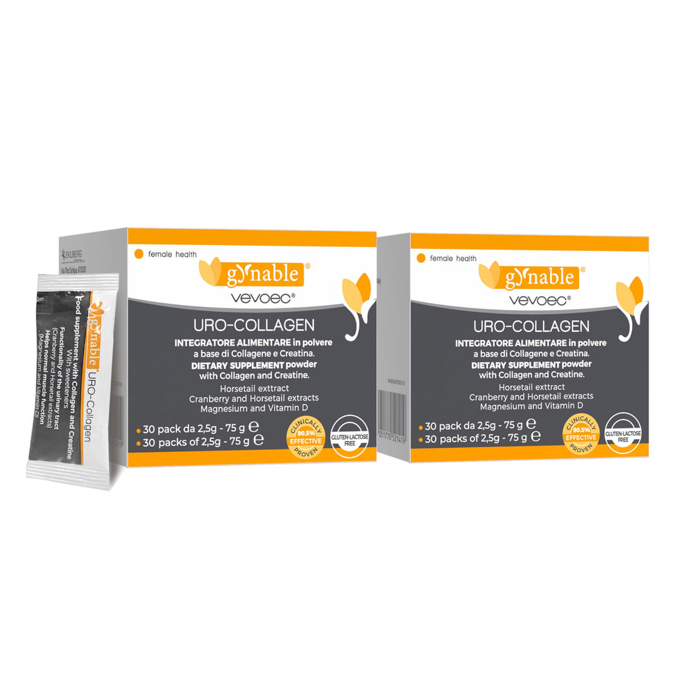 Gynable lemon-flavored powder bottle for daily bladder support.