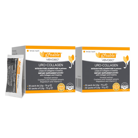 Gynable lemon-flavored powder bottle for daily bladder support.