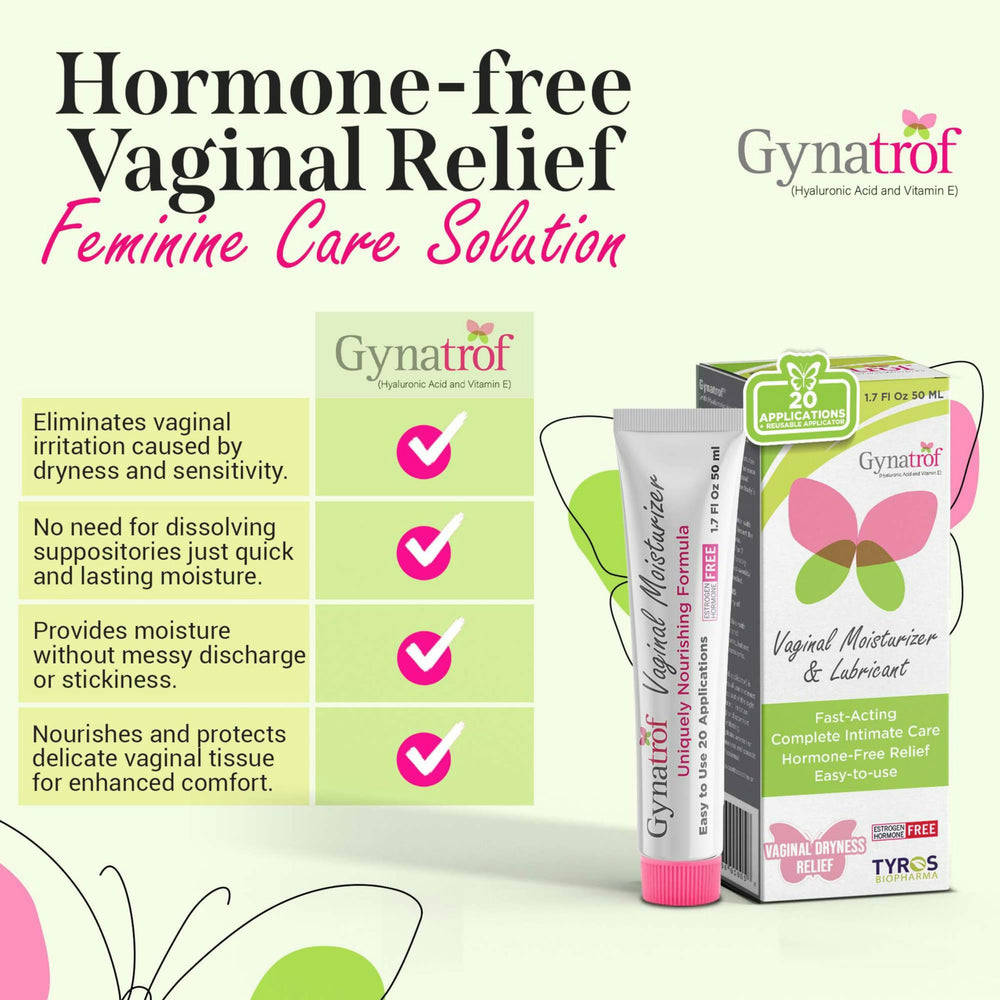 Gynatrof daily feminine moisturizer tube highlights 20 applications