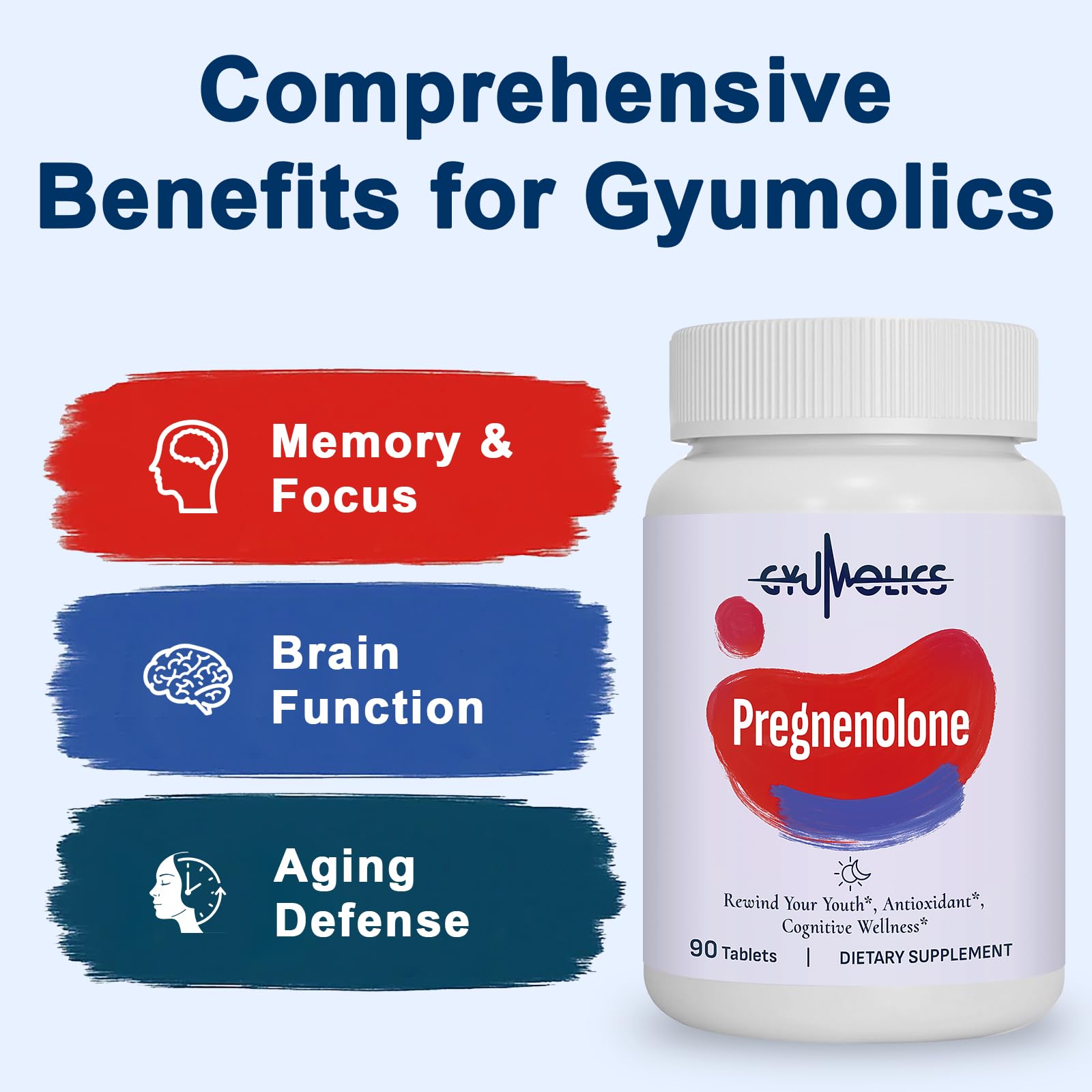 Gyumolics Pregnenolone tablets pouring for daily cognitive support