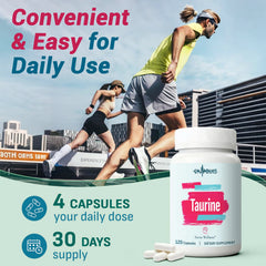 Gyumolics Taurine vegetarian capsules ready for regular use.