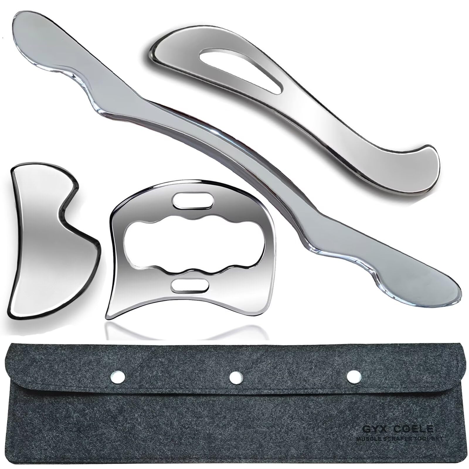 GYX COELE professional stainless steel scraping tools 4-piece set for targeted soft tissue work