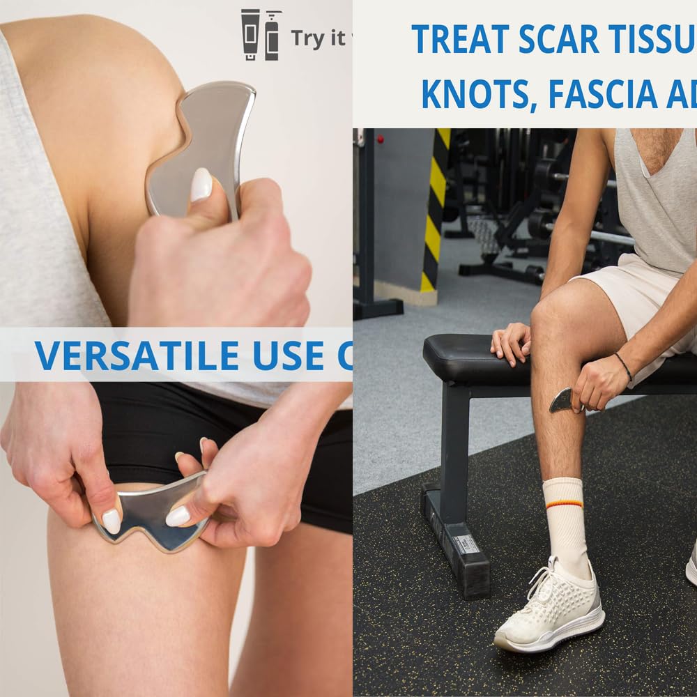 Back-area massage for tension relief with GYX COELE scraper