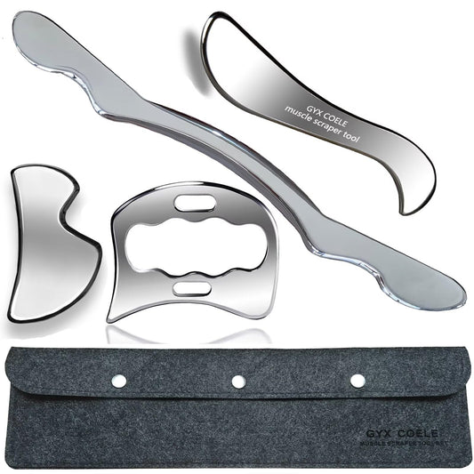GYX COELE stainless steel muscle scraper set in case for organized storage