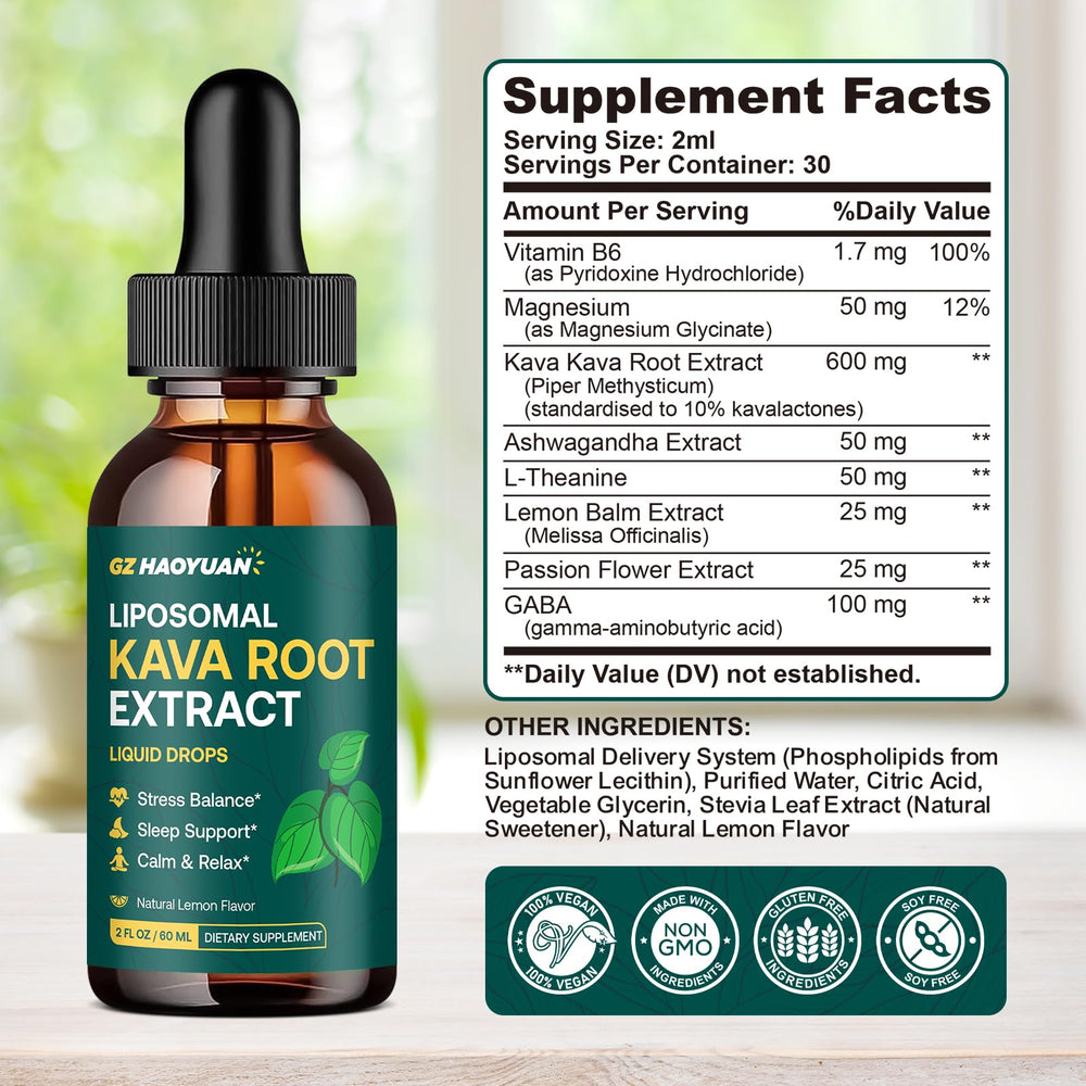 GZ HAOYUAN Kava Liquid on nightstand for wind-down.