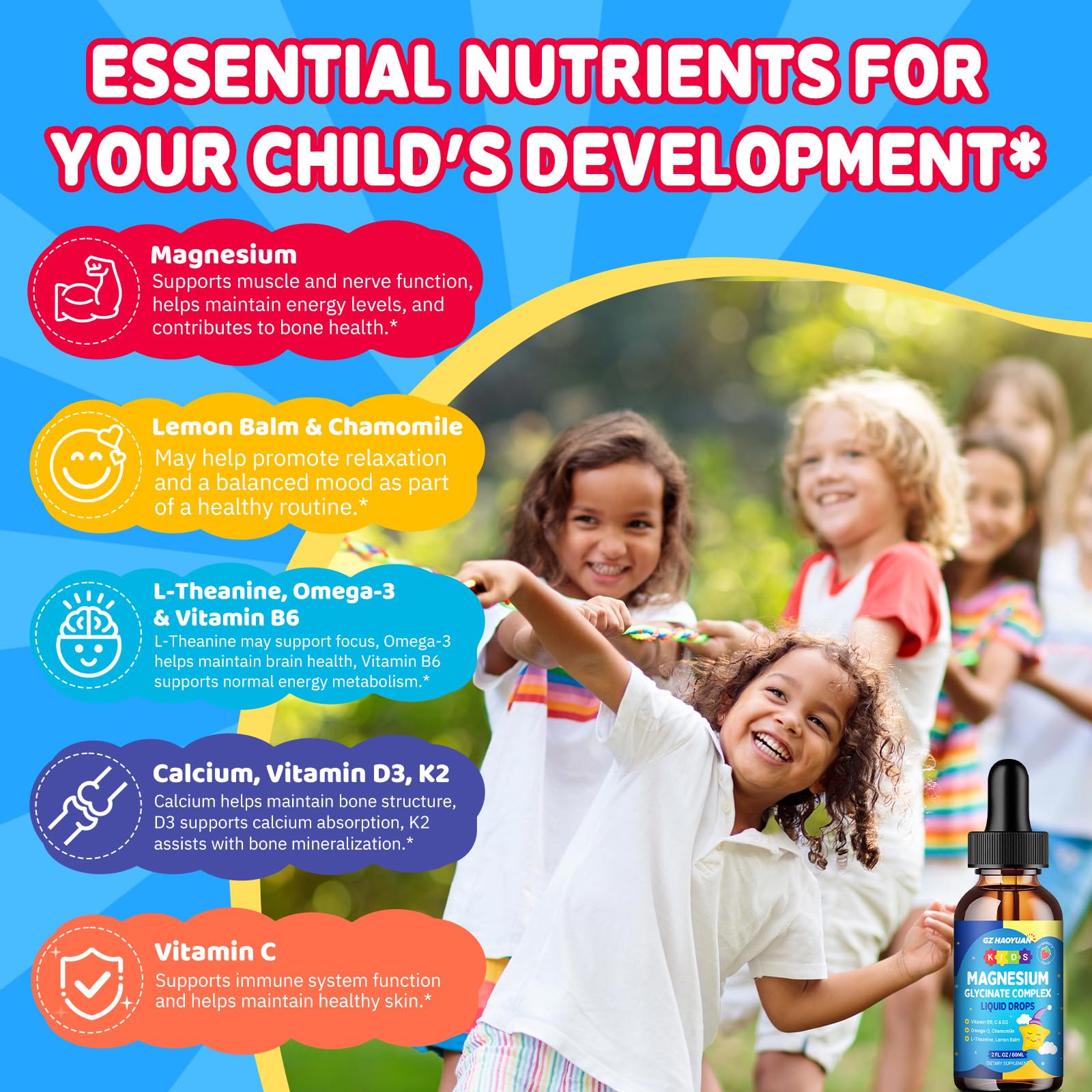 GZ HaoYuan Kids magnesium drops mixed into water for easy consumption