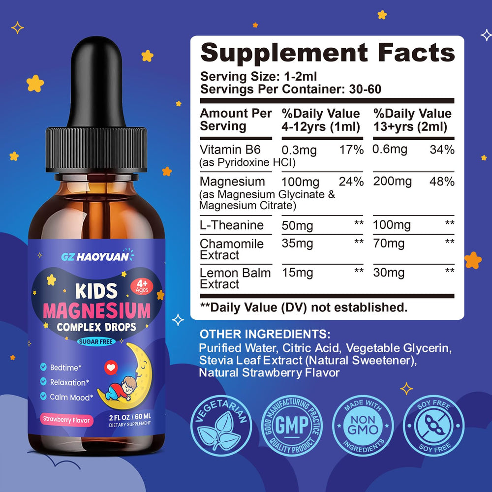GZ HAOYUAN kids magnesium drops strawberry flavor for calm focus