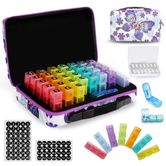 GZWENHAN 31-day pill organizer exterior with floral pattern for stylish travel storage.