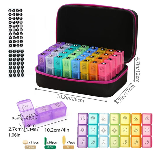 GZWENHAN AM PM daily compartments for clear morning afternoon and night pill grid.