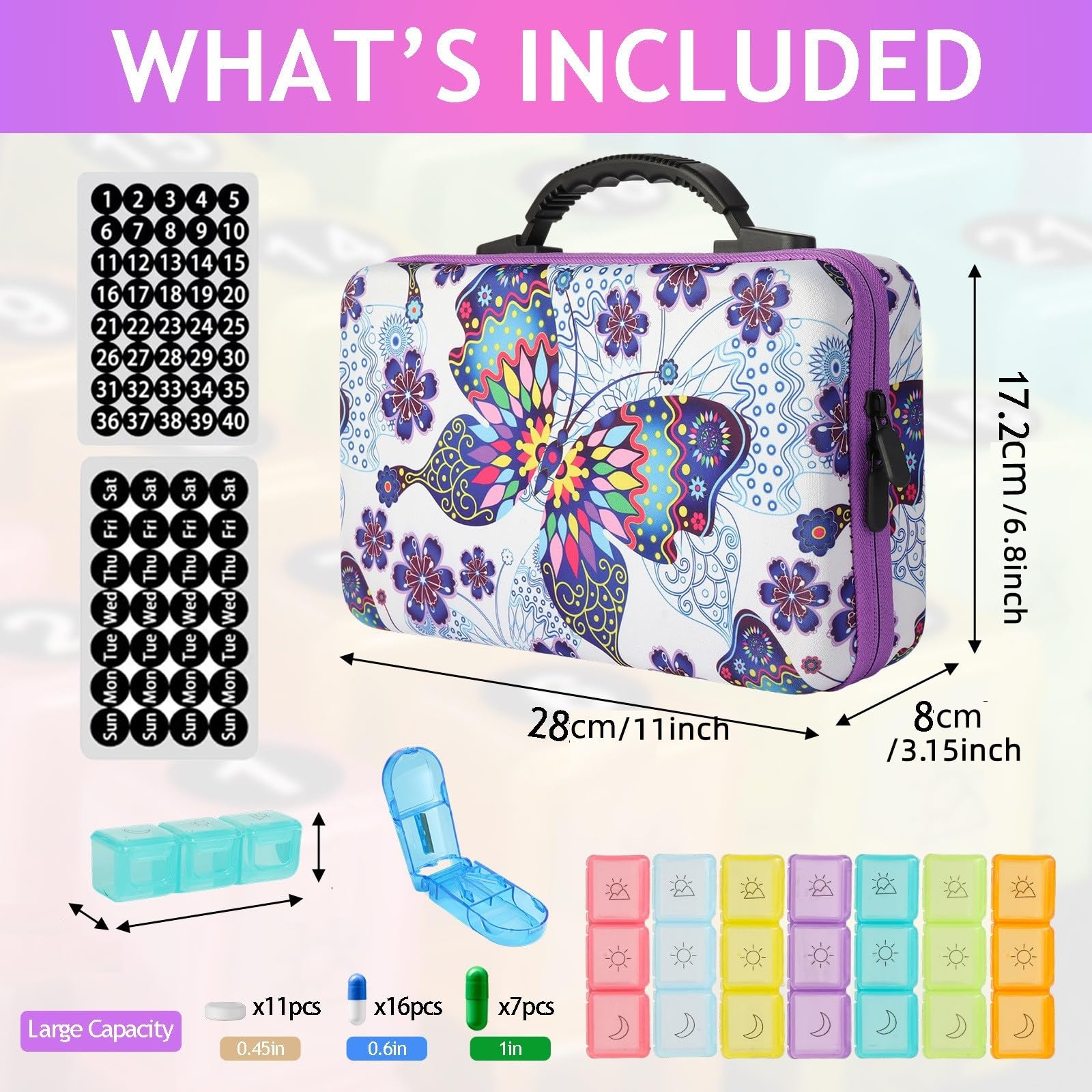 GZWENHAN floral-pattern travel case protecting medications during transport.