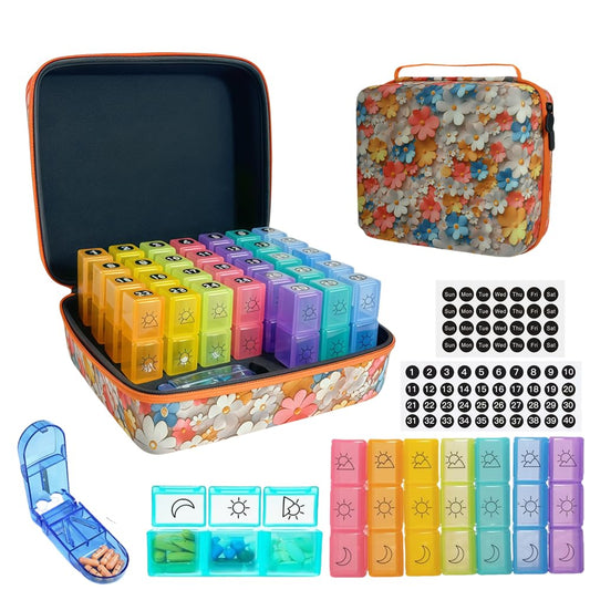 GZWENHAN monthly pill organizer with 31-day compartments for easy daily dosing.