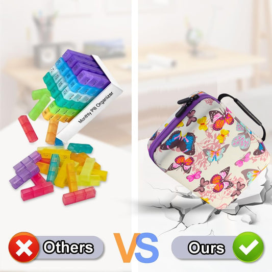 GZWENHAN hard shell case protects pills during travel and storage