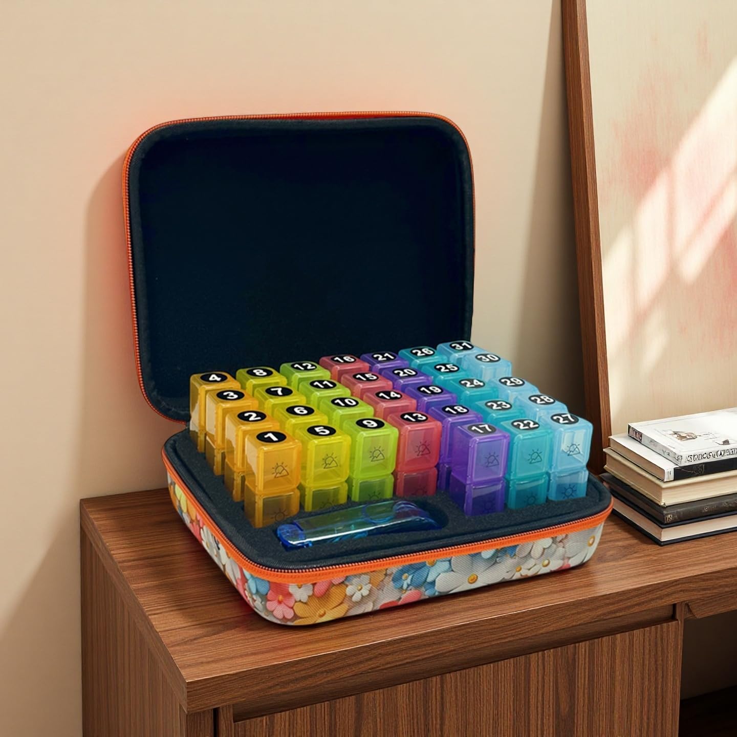 GZWENHAN compact design fits 93 compartments for a full month in one case