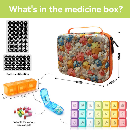 GZWENHAN rainbow compartments highlight easy color-coded medication tracking on the go