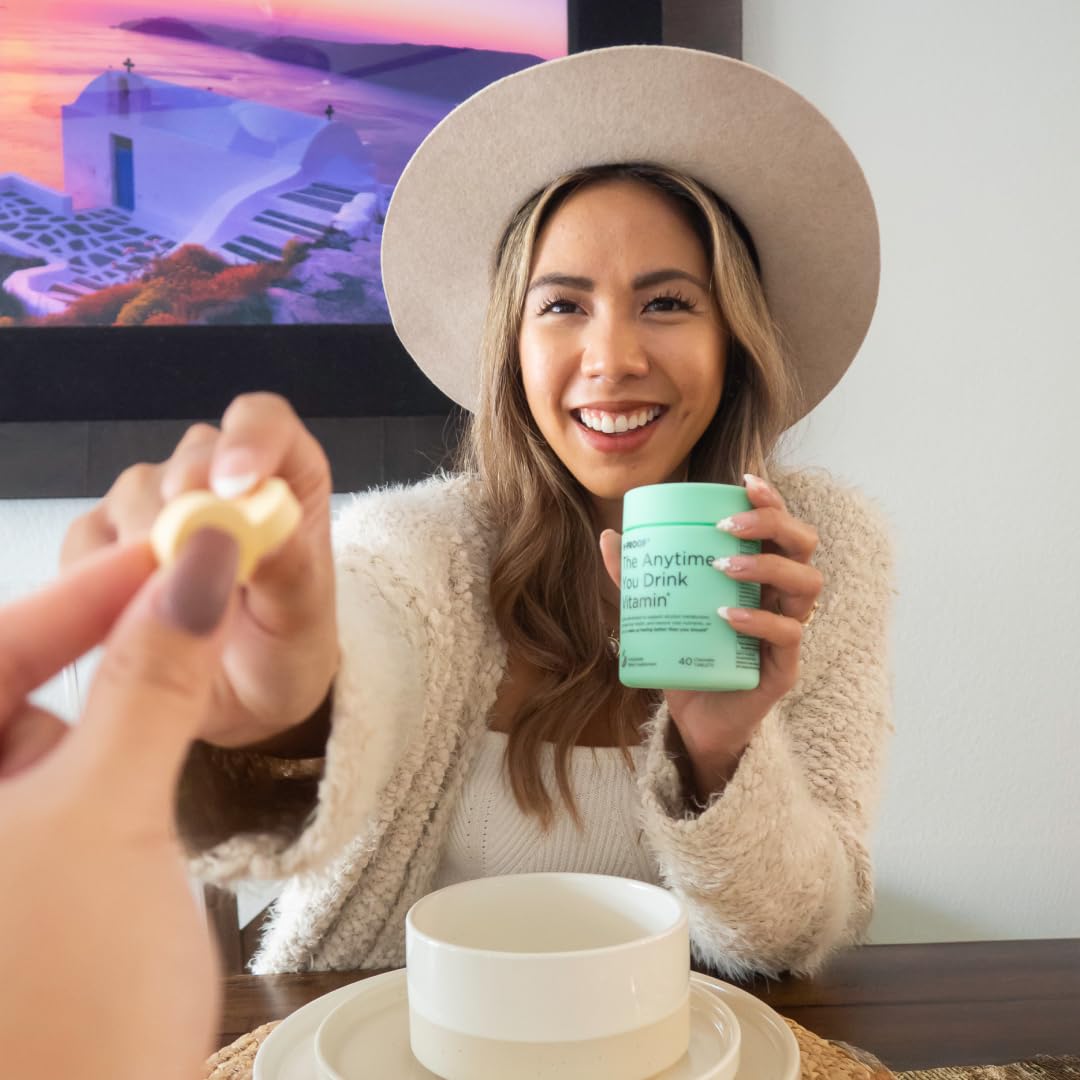 H-PROOF after-drink routine with two chews laid out on table