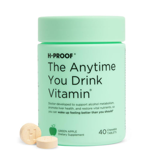 H-PROOF Anytime You Drink Vitamin pack front for post-drink support and daily wellness.