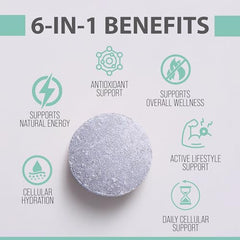 H2UP close-up magnesium hydrogen tablet highlighting mineral hydration support