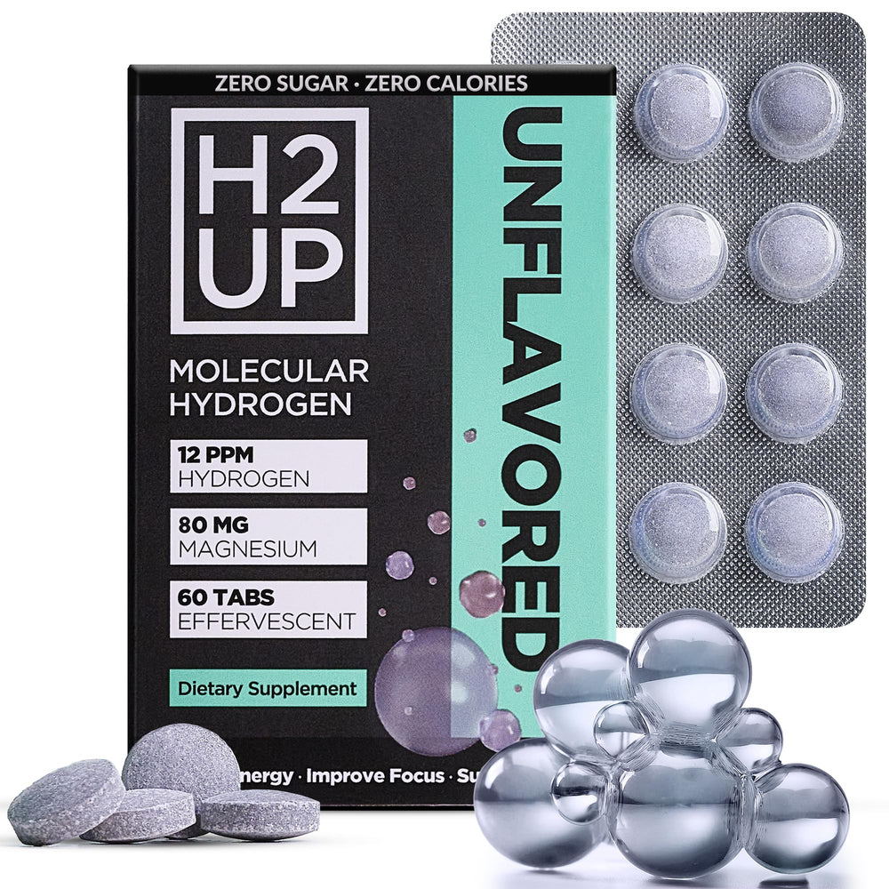 H2UP sugar-free hydrogen tablets pack shot for clean hydration