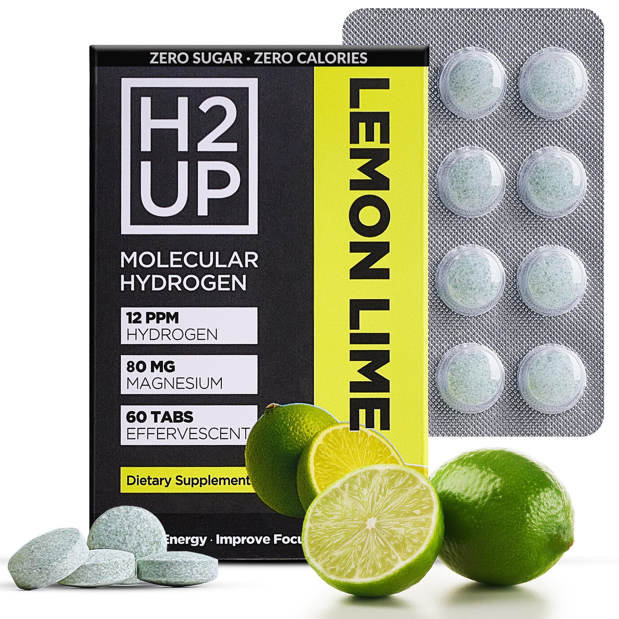 H2UP tablet dissolving in water delivering hydrogen-rich hydration on demand.